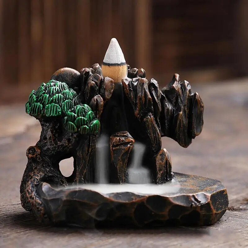 Mountain Waterfall Backflow Incense Burner - Handmade Zen Holder